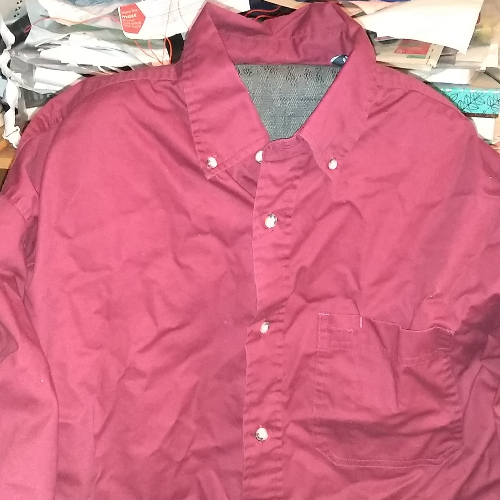 Men's Timber Creek Wrangler, Button Down Shirt, Burgundy, Size XL, 100% … - Picture 3 of 8